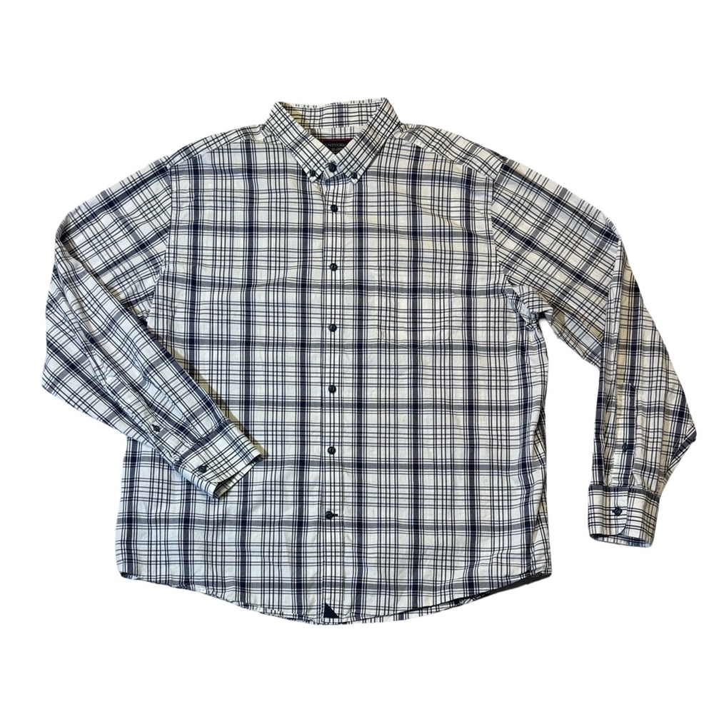 UNTUCKit mens 2XL XXL blue plaid regular fit button up casual shirt EUC